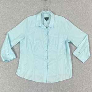 Blue Talbots V-Neck Button Down Blouse Size 4P